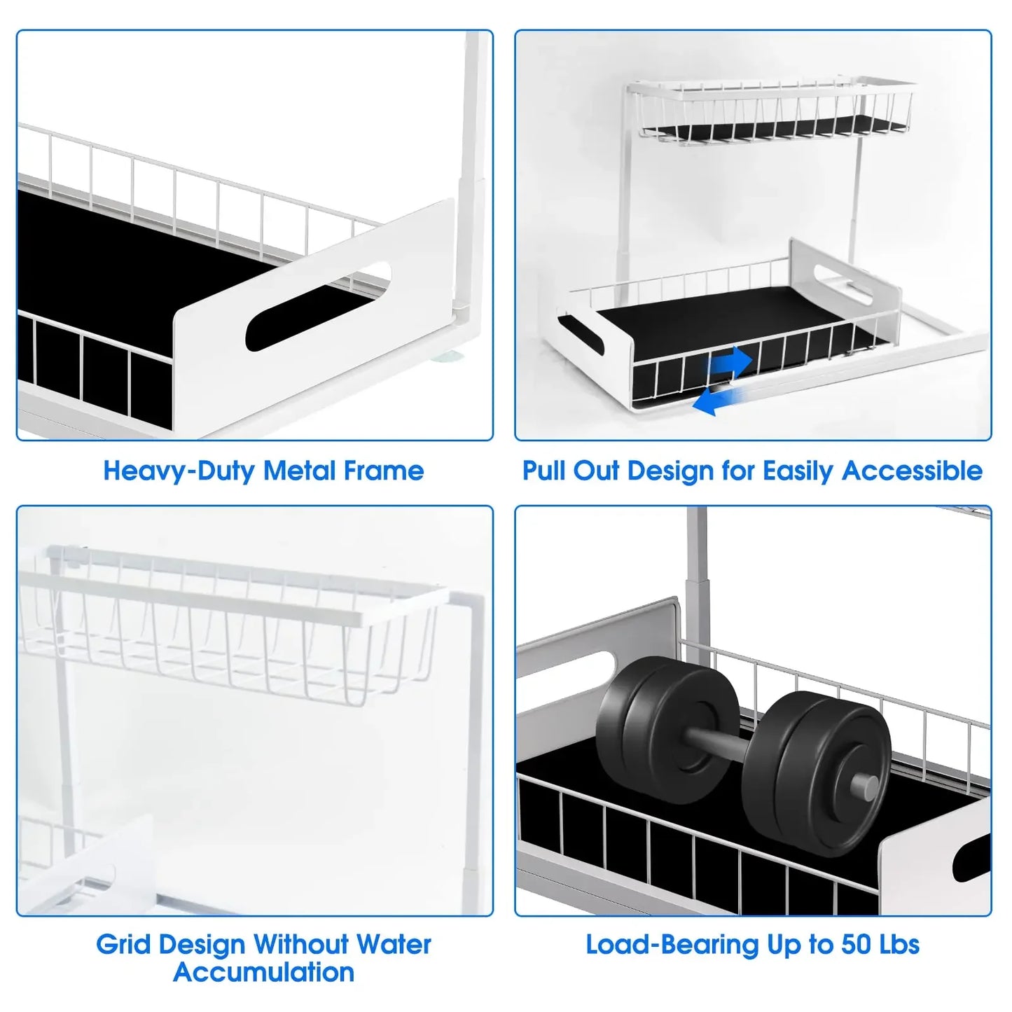 Double-layer Sliding Rail Basket Under-Sink Storage Rack Bathroom & Kitchen Storage