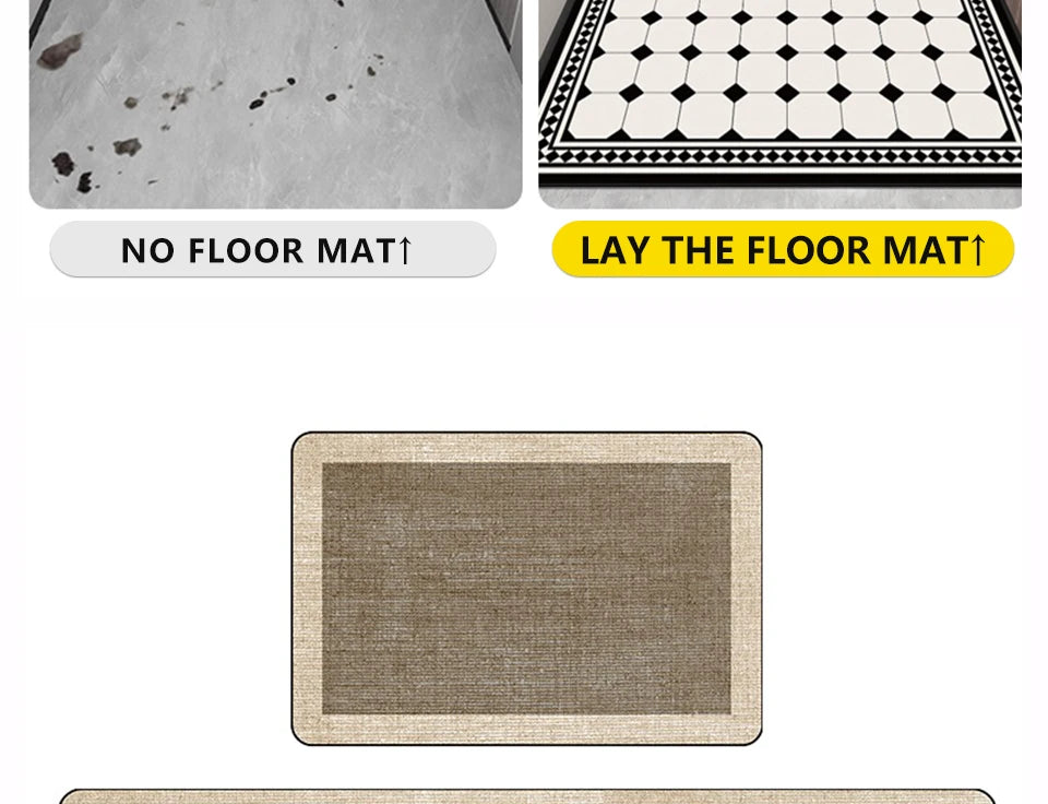 Kitchen Floor Mat Anti-slip Oil-proof Carpet Pvc Leather Waterproof Foot Mats Long Rug Brown Beige Home Decoration Rugs 주방 카펫