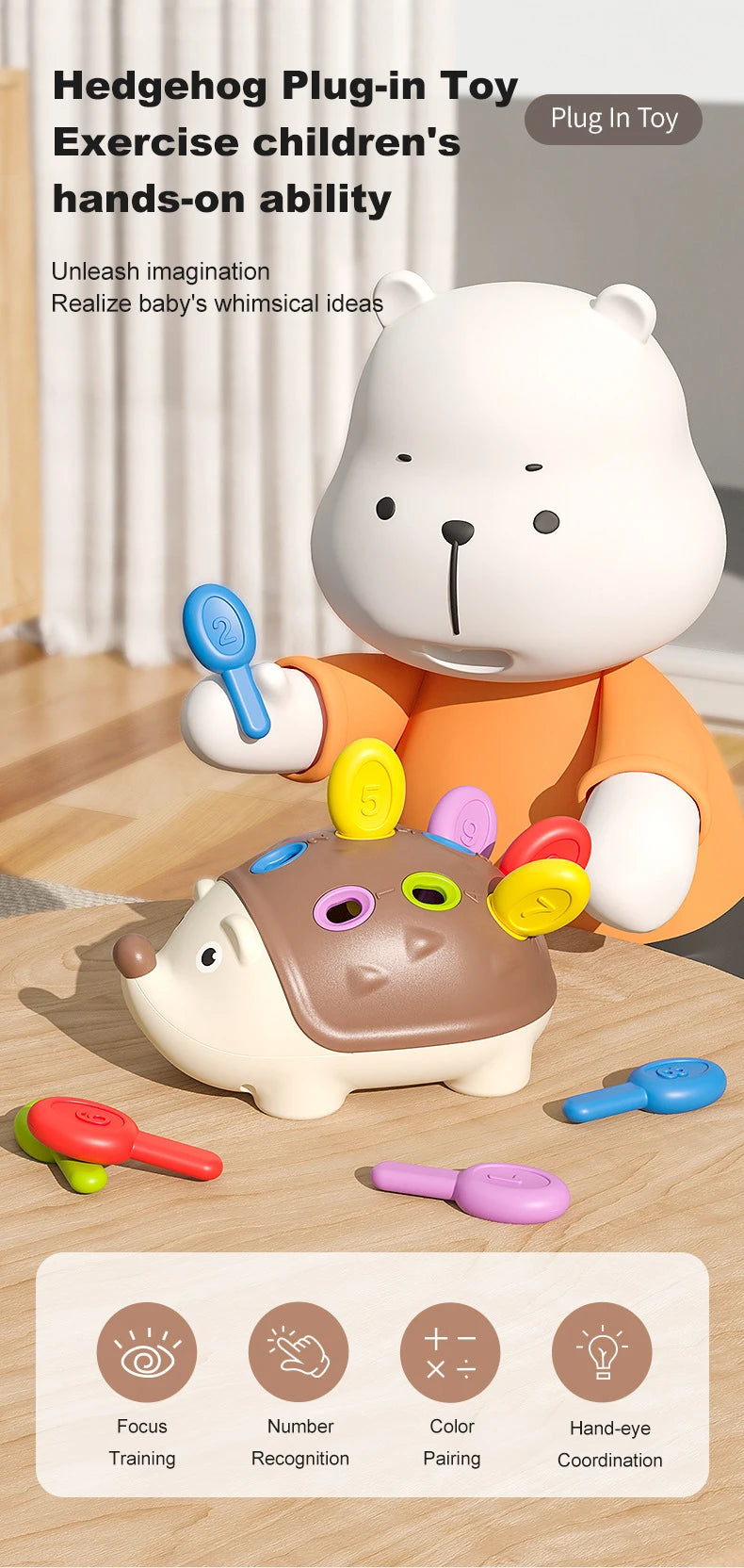 Montessori Baby Hedgehog Toy – Sensory and Fine Motor Educational Toy for Kids