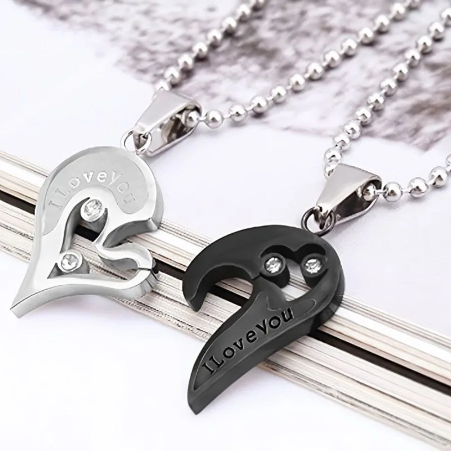 'I Love You' Stainless Steel Necklace Two Piece Set