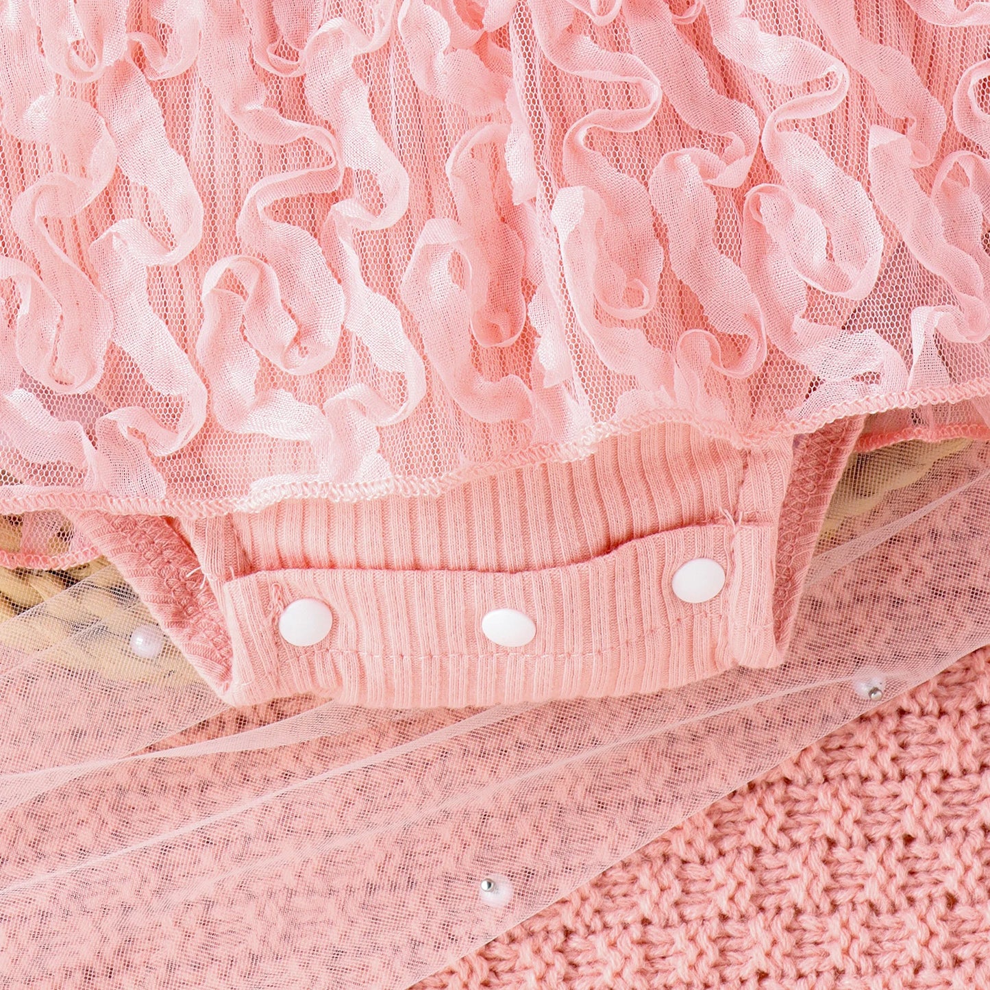 2PCS Autumn 0-1 Year Old Girl Baby Sweet And Cute Round Collar, Pit Strip, Flower Skirt, Long-Sleeved Suit + Bow Hair Band
