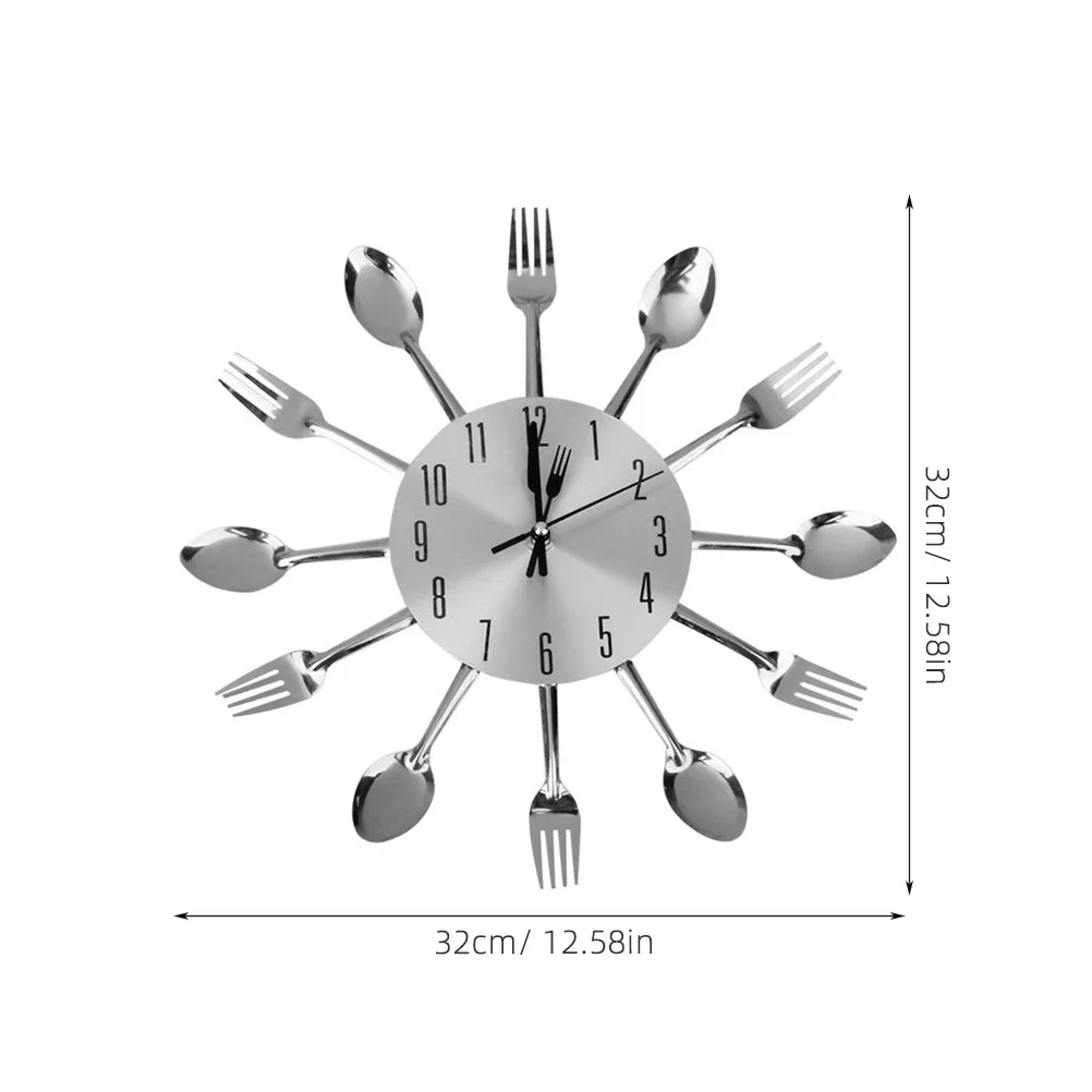 Silver Aluminum Wall Clock Kitchen Decor