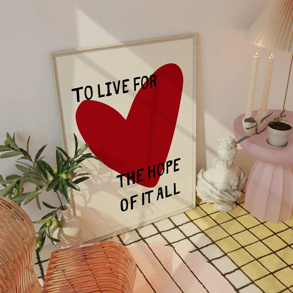 Modern Love To Live For The Hope OfIt Poster Quotes Wall Art Prints Canvas Painting Picture Living Room Home Decor
