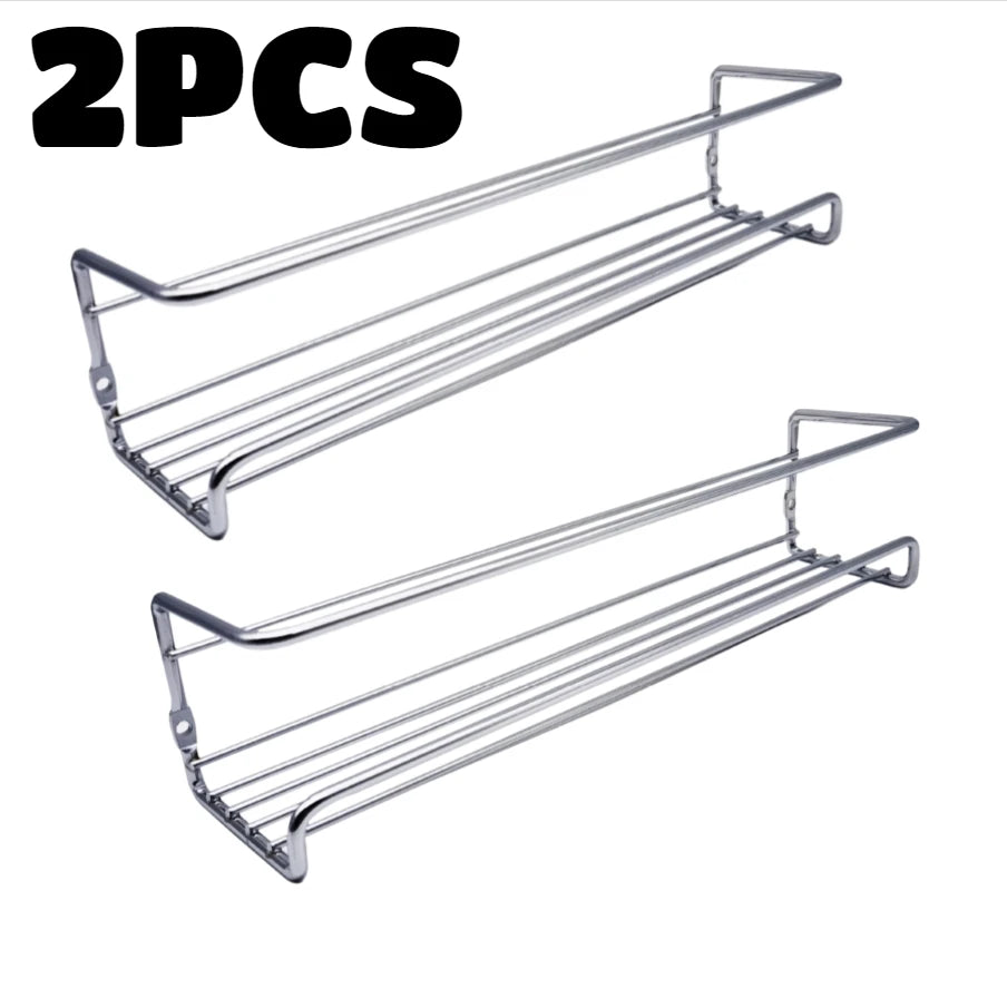 1/2pcs Kitchen Rack Organiser Wall Mount Spice Rack Metal Hanging Seasoning Shelf Organiser Rack for Cupboard Single Layer