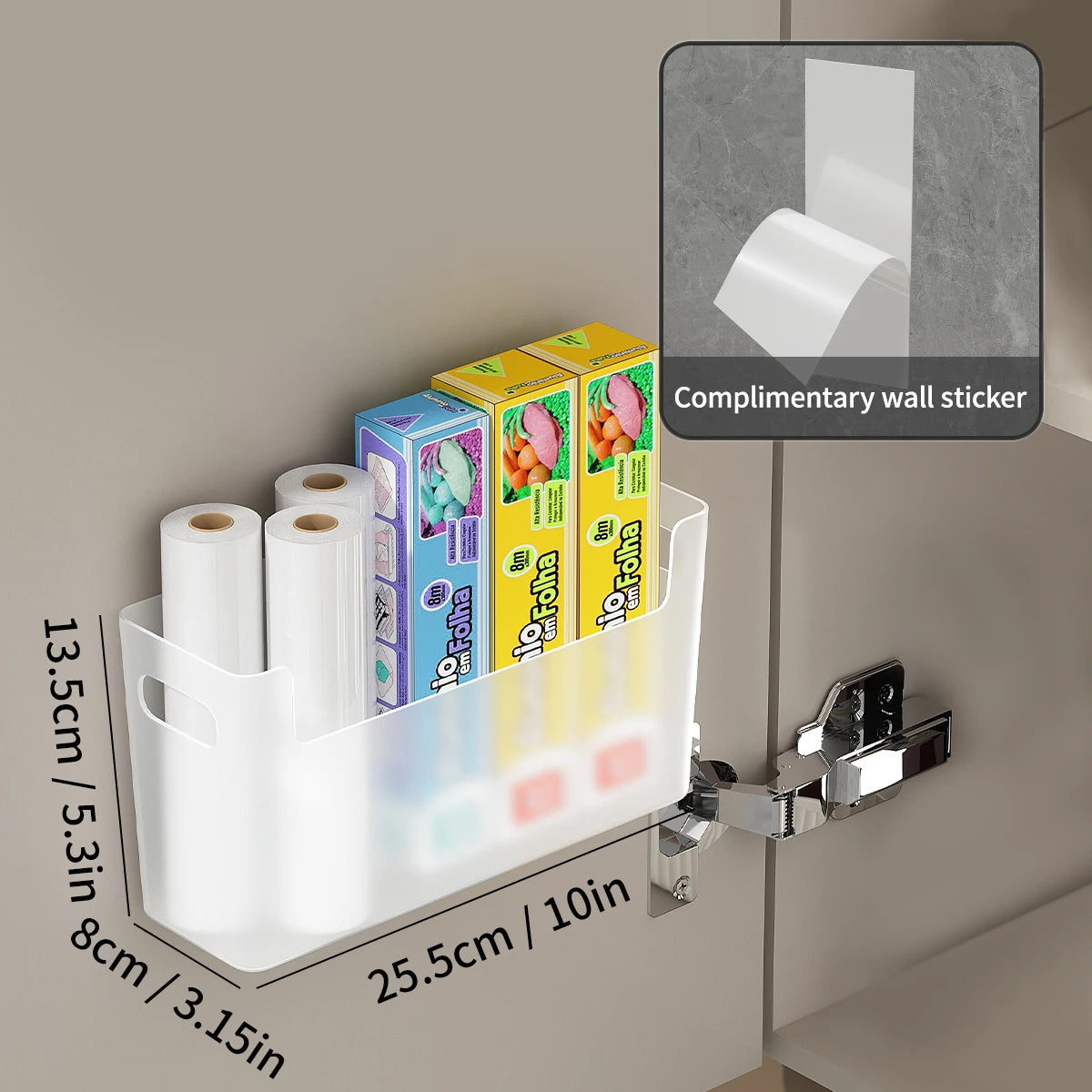 WORTHBUY Wall Mounted Punch Free Self Adhesive Storage Rack Holder Cabinet Door Plastic Organiser Shelf Kitchen Accessories