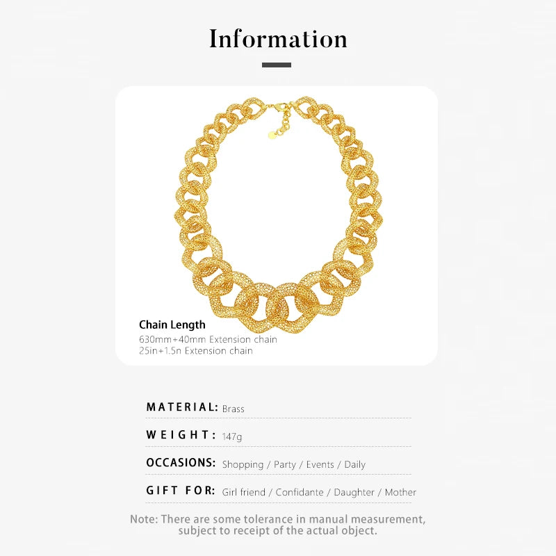 IVOG Multi ring Hollow Chain Design Necklace For Women Gold Color Necklaces Brass Collar Fashion Jewelry