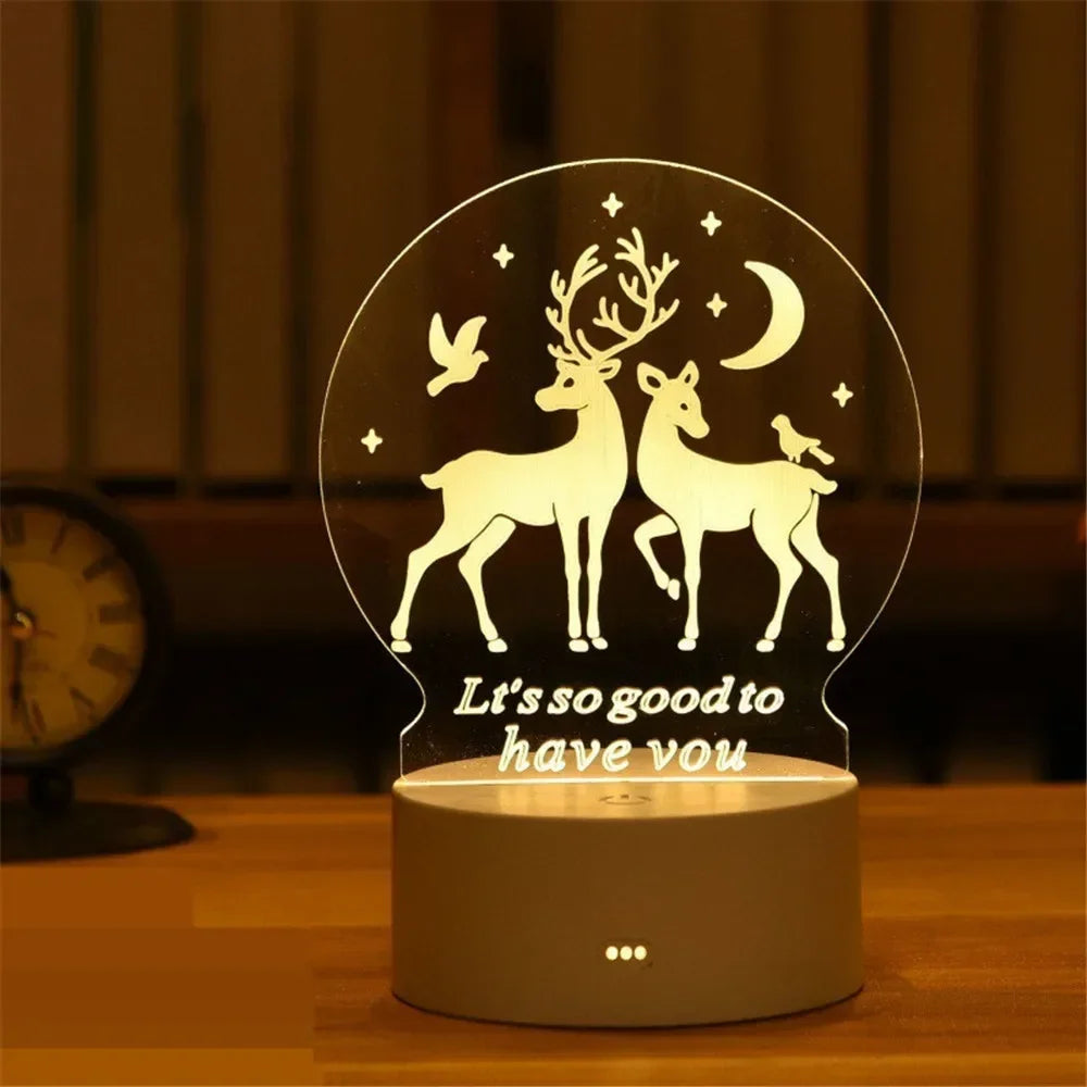 Wedding Birthday Gift Love 3D Acrylic Neon Sign USB Led Lamp Children's Night Lights Table Lamp Valentines Day Bedside Lamp