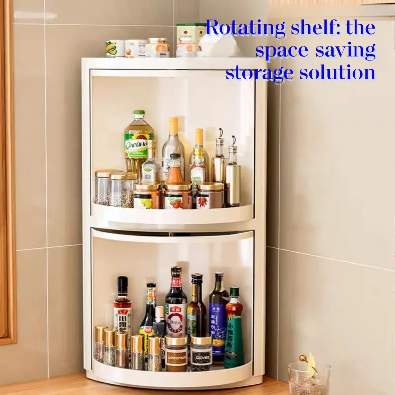 Kitchen triangular rotating shelf wall-mounted storage rack 360° Rotating spice rack, corner storage rack, bottle and jar organiser