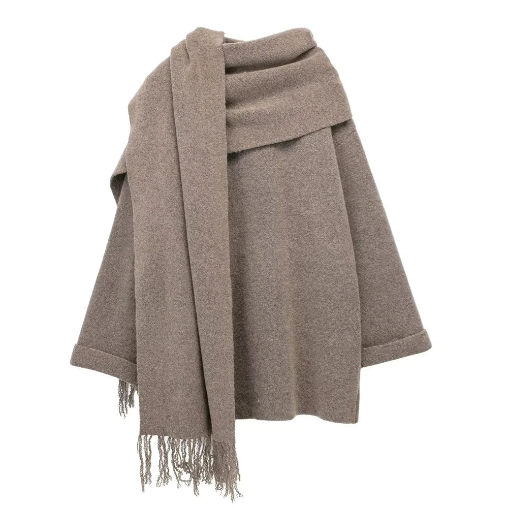 Women's Scarf Short Knitted Coat