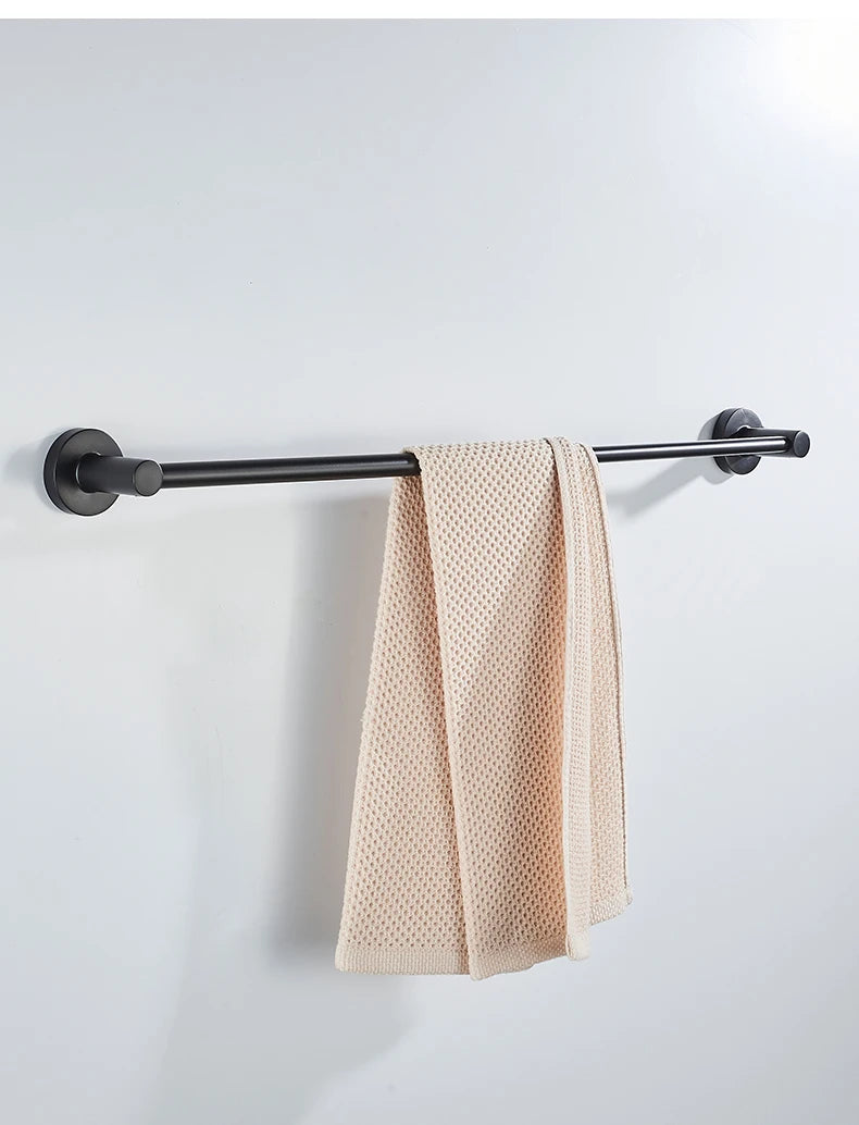 Bathroom Retractable Towel Single Bar Black, Chrome Single Towel Rack Extended Drying Towel Hanging Bar Bathroom Stainless Steel
