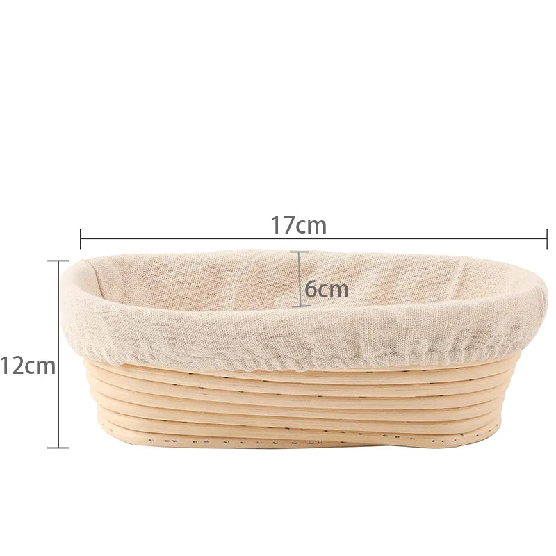 LMETJMA Bread Proofing Basket Round Oval Long Banneton Rattan Bread  Dough Proofing Proving Rattan Basket with Linen Liner Cloth
