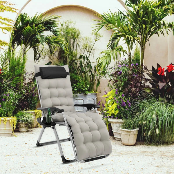 Infinity Zero Gravity Chair with Pad, Patio Chairs with Pillow and Utility Tray Adjustable Folding Recliner for Deck,Patio,Beach