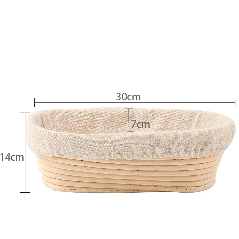 LMETJMA Bread Proofing Basket Round Oval Long Banneton Rattan Bread  Dough Proofing Proving Rattan Basket with Linen Liner Cloth