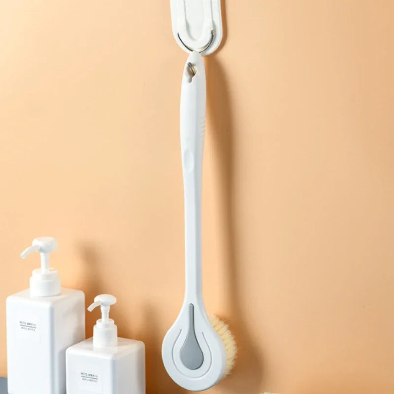 Bathroom Body Brush Kit with Long Handle: Soft-Hair Brush, Back Scrubber & Shower Massage Tool