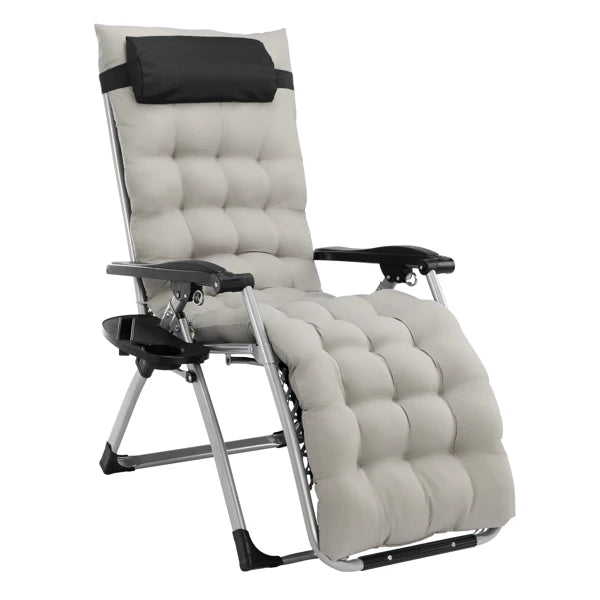 Infinity Zero Gravity Chair with Pad, Patio Chairs with Pillow and Utility Tray Adjustable Folding Recliner for Deck,Patio,Beach