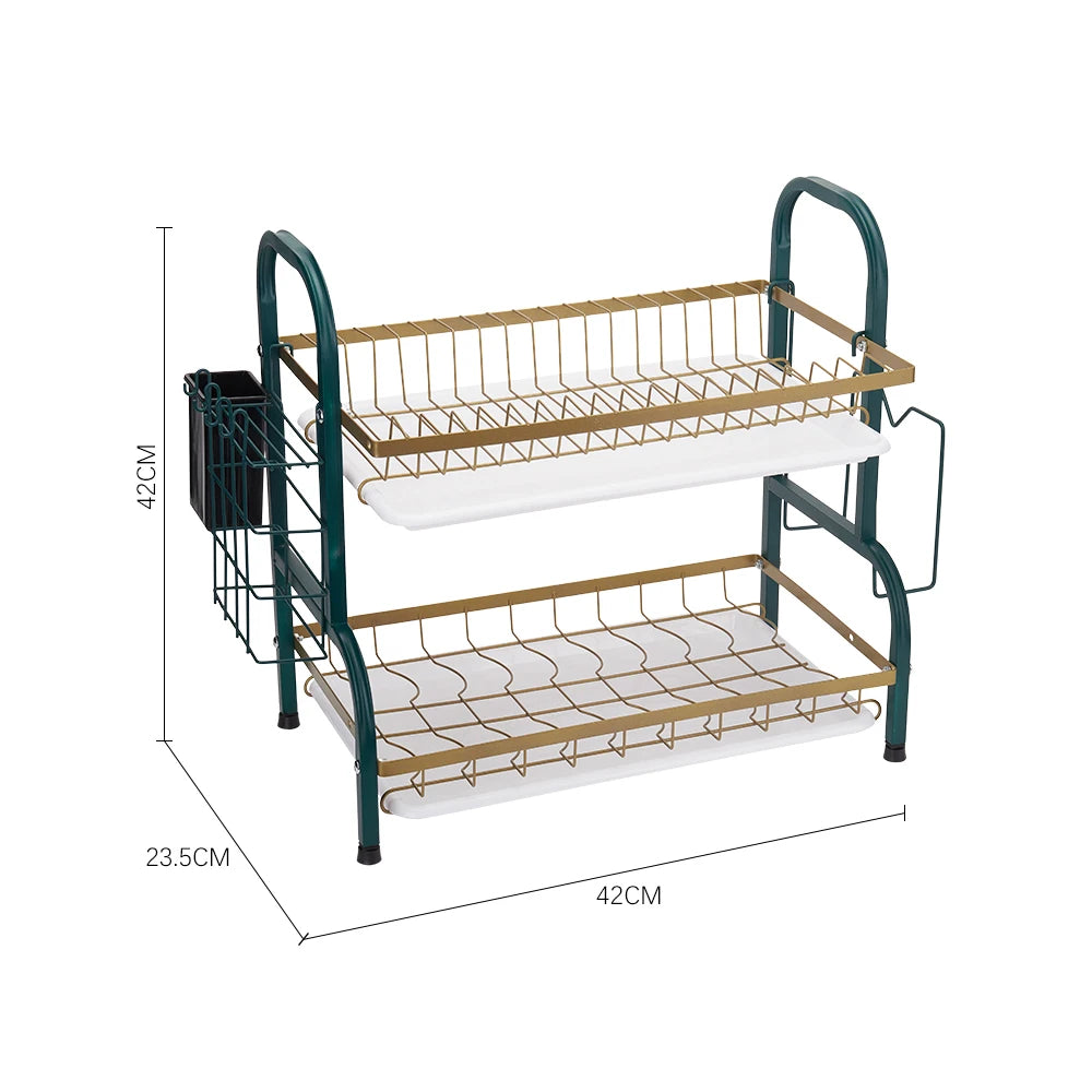 Voltsify 2-Tier Carbon Steel Dish Rack for Kitchen Home Storage Organisation