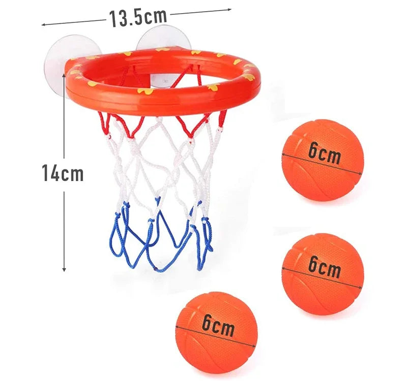 Baby Kids Mini Basketball Bathtub Water Play Set with 3 Balls Funny Shower Bath Fun Toys for Toddlers Educational and Safe