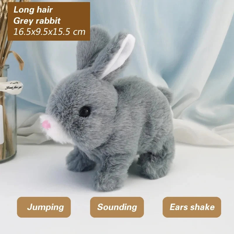Electronic Plush Rabbit Toy – Walking, Jumping, and Ear-Shaking Electric Bunny for Kids