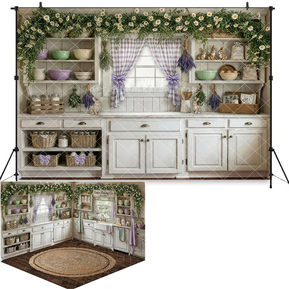 Valentine's Day Street Store Backdrops Kids Adult Photography Props Rose Garden Arch Floral Market Easter Bunny Backdrops