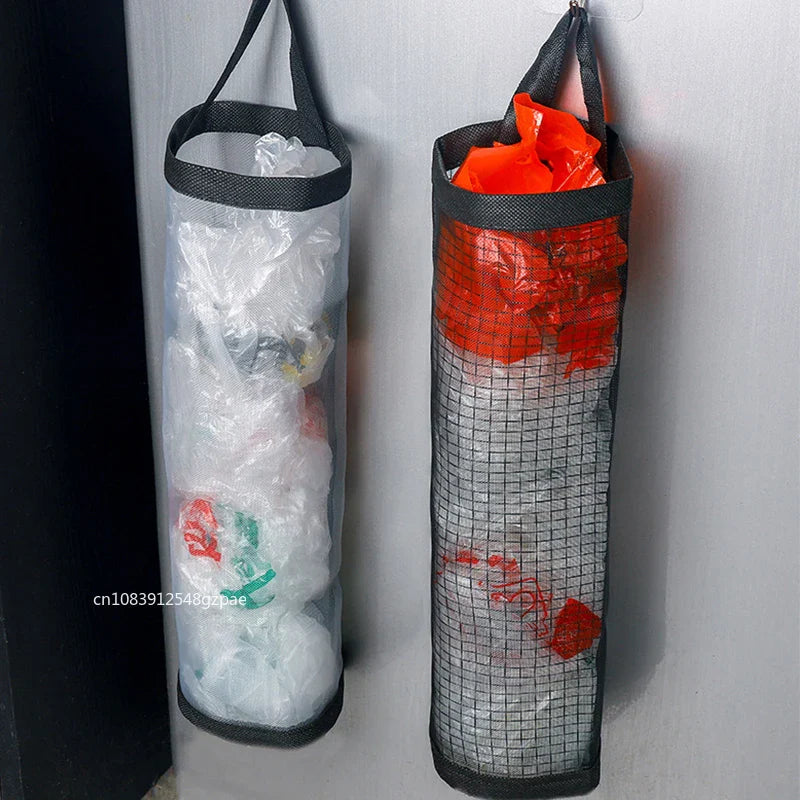 Hanging Plastic Bag Dispenser, Wall-Mounted Kitchen Storage Organiser