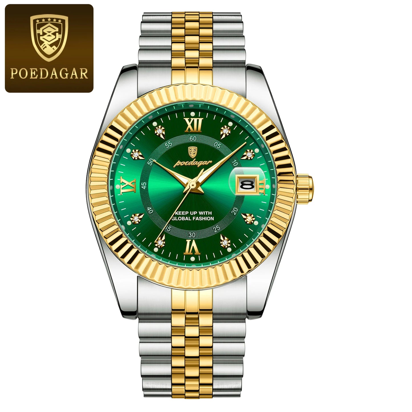 POEDAGAR Luxury Fashion Men Watch Waterproof Stainless Steel Luminous Military Man Wristwatch Date Business Quartz Men's Watches
