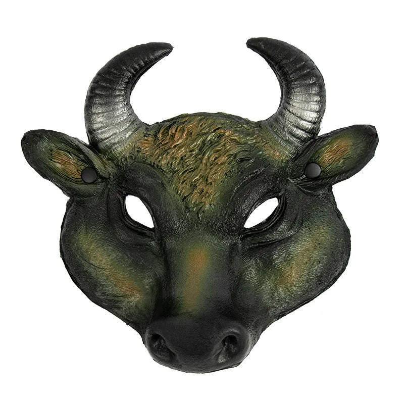 Halloween Mask Easter Carnival Party Cosplay Props Half Face PU Foam Realistic Animal Buffalo Bull Head Mask Costume Accessories