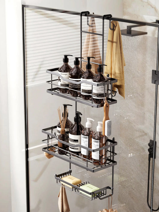 3-tier hanging shower caddy, large capacity hanging shower caddy, with 2 soap dishes