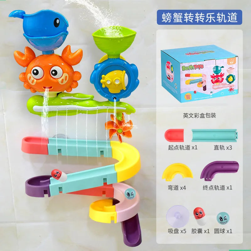 Baby Bathtub Water Play Set Rotating Sprinkler Kids Bath Toys Games for Bath Toddler Bathroom Suction Cup Shower Toys for Infant