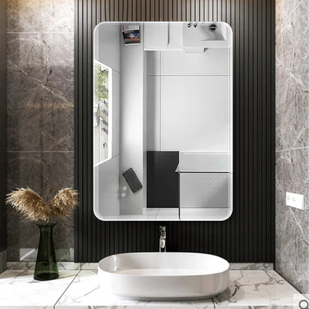 Modern simple frameless rounded corner wall mounted mirror, bathroom makeup mirror, toilet bathroom decorative mirror