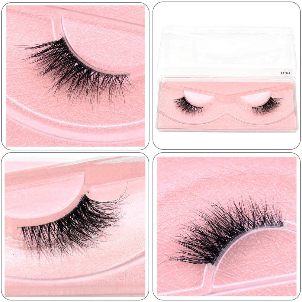 Visofree 3D Mink Half Lashes – Natural Long False Eyelashes with Clear Band, Handmade HT04