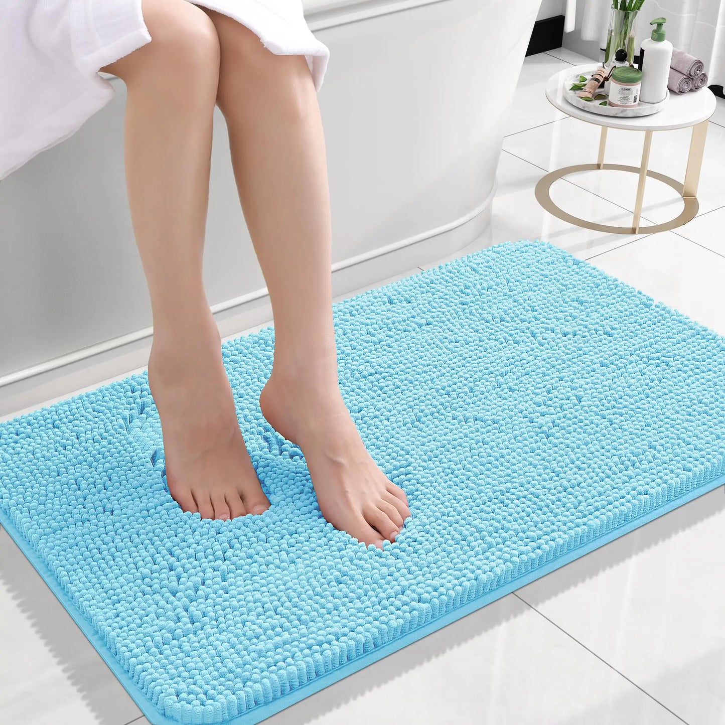 Homaxy Chenille Plain Hairy TPR Material Door Mat Indoor Non Slip Door Mat Dirt Trap Absorbent Mat Absorbs Water Bathroom Mat