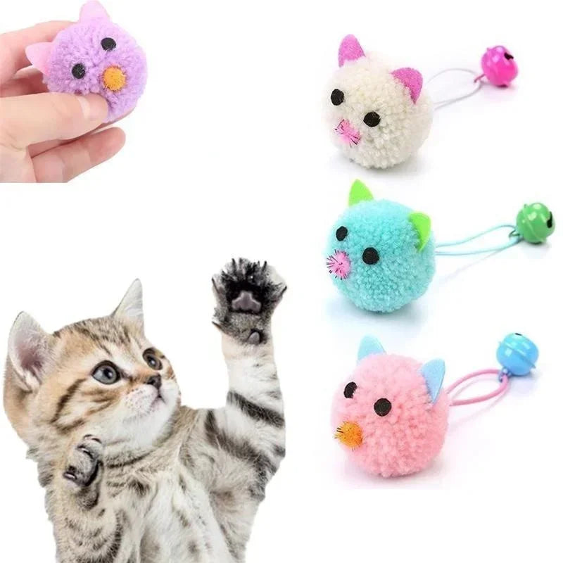 Cat Toys Interactive Plush Mouse Head Shaped Pet Toys With Bell Kitten Cats Playing Scratch Training Toy