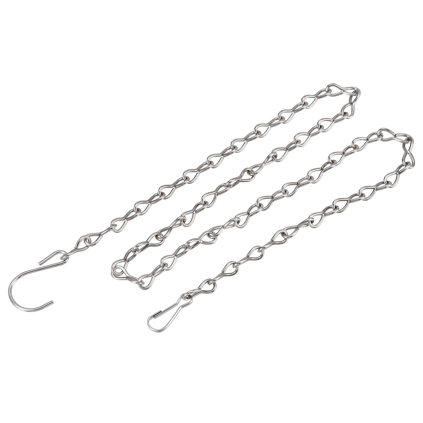 4Pcs Hanging Chains 90cm Extension Link with S Shaped Hooks for Plant Basket Lantern Ornament Silver Tone