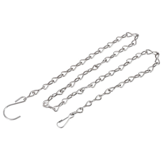 4Pcs Hanging Chains 90cm Extension Link with S Shaped Hooks for Plant Basket Lantern Ornament Silver Tone