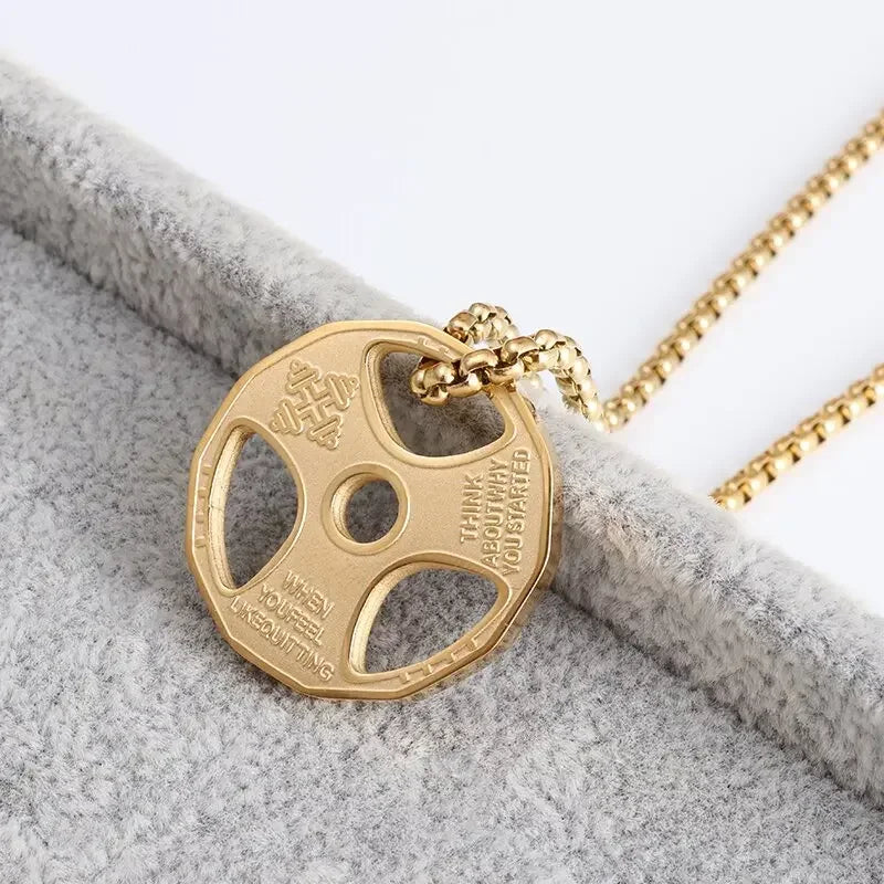 Titanium Steel Dumbbell Necklace