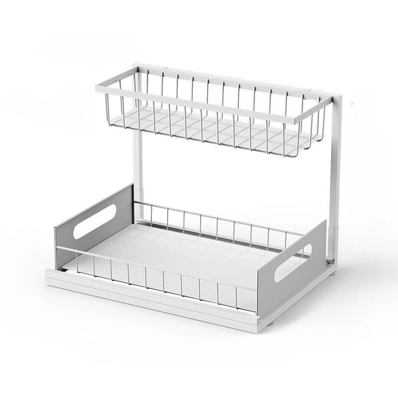 Under Sink Organisers, Metal Pull Out Under Sink Organisers,Storage Shelves with Sliding Drawer,Under Sink Storage for Kitchen