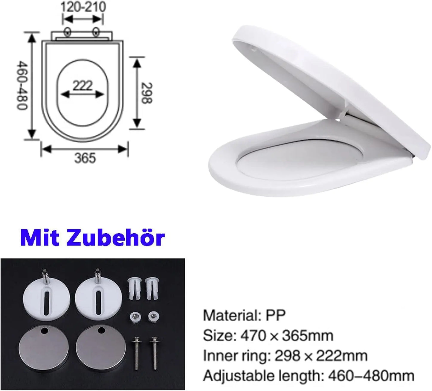 BRIEFNESS D-Shape Soft Close Toilet Seat, Antimicrobial Easy Clean PVC Material, Quick Release Hinges for Easy Cleaning, Univers