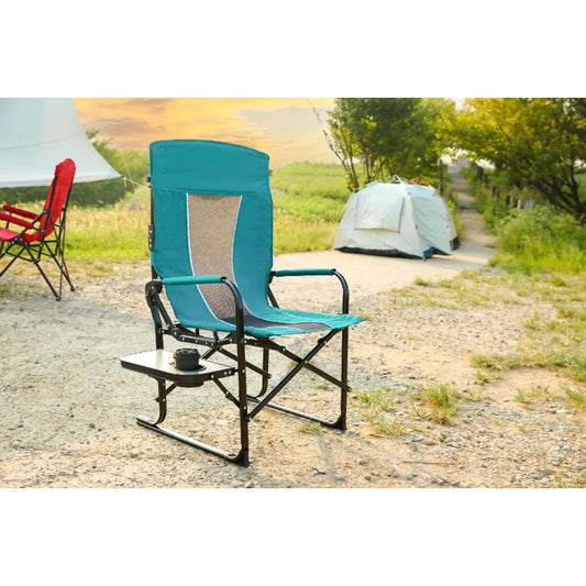 Heavy Duty Camping Portable Folding Chair with Side Table Pocket