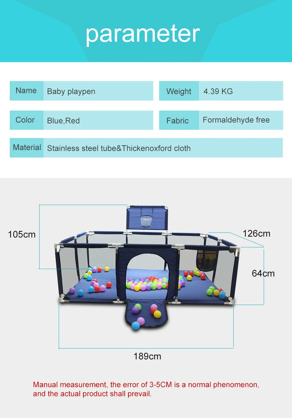 IMBABY Children's Game Indoor Playground Baby's Walking  Crawling Mat Fence Protective Fence  Baby Fence Safety  Play Pen