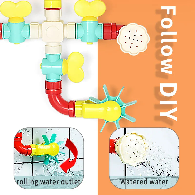 Baby Bath Toys Montessori DIY Pipes Tubes Water Spray Rotating Water Jet Game Bathtub Toy Spray Bathroom Toys Kids Gift
