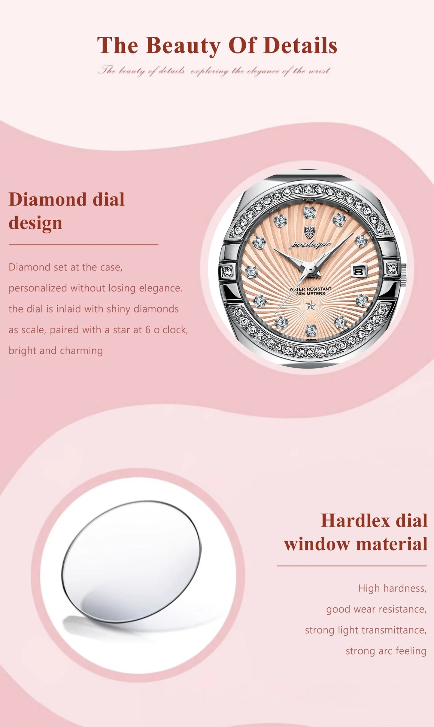 POEDAGAR Top Exquisite Woman Watch Waterproof Luminous Date Stainless Steel Watches For Ladies Elegant Quartz Women's Wristwatch