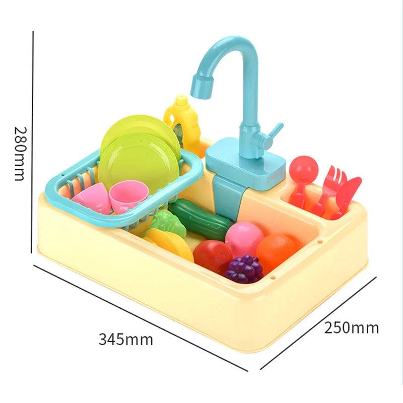Kids Kitchen Toys Pretend Simulation Electric Dishwasher Child Kitchen Wash Basin Sink Role Playing Toys for Kids Girls Gifts