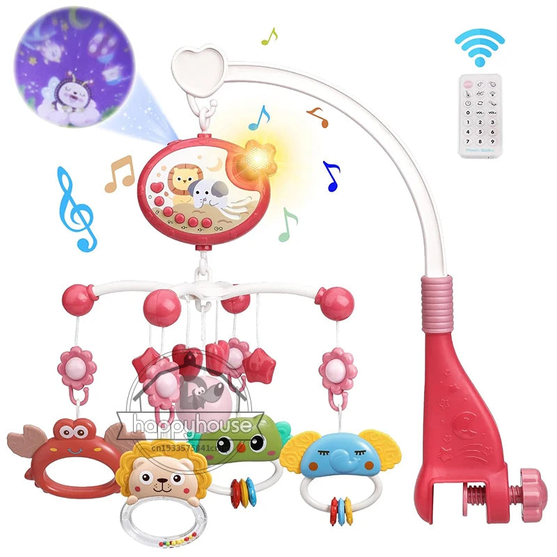 Musical Baby Crib Mobile – Light-Up Music Projection Toy with Remote Control for Infants 0–6 Months