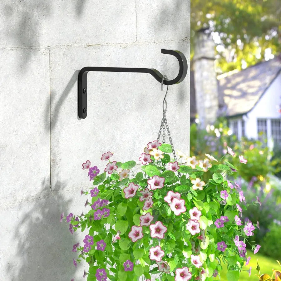 6 Inch 2 Pack Heavy Duty Outdoor Plant Hangers for Plants Iron Plant Brackets with Metal Plant Hooks for Hanging Lantern Bird F