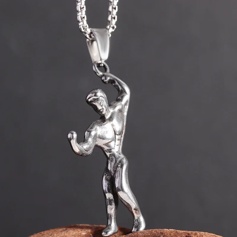 Titanium Steel Dumbbell Necklace