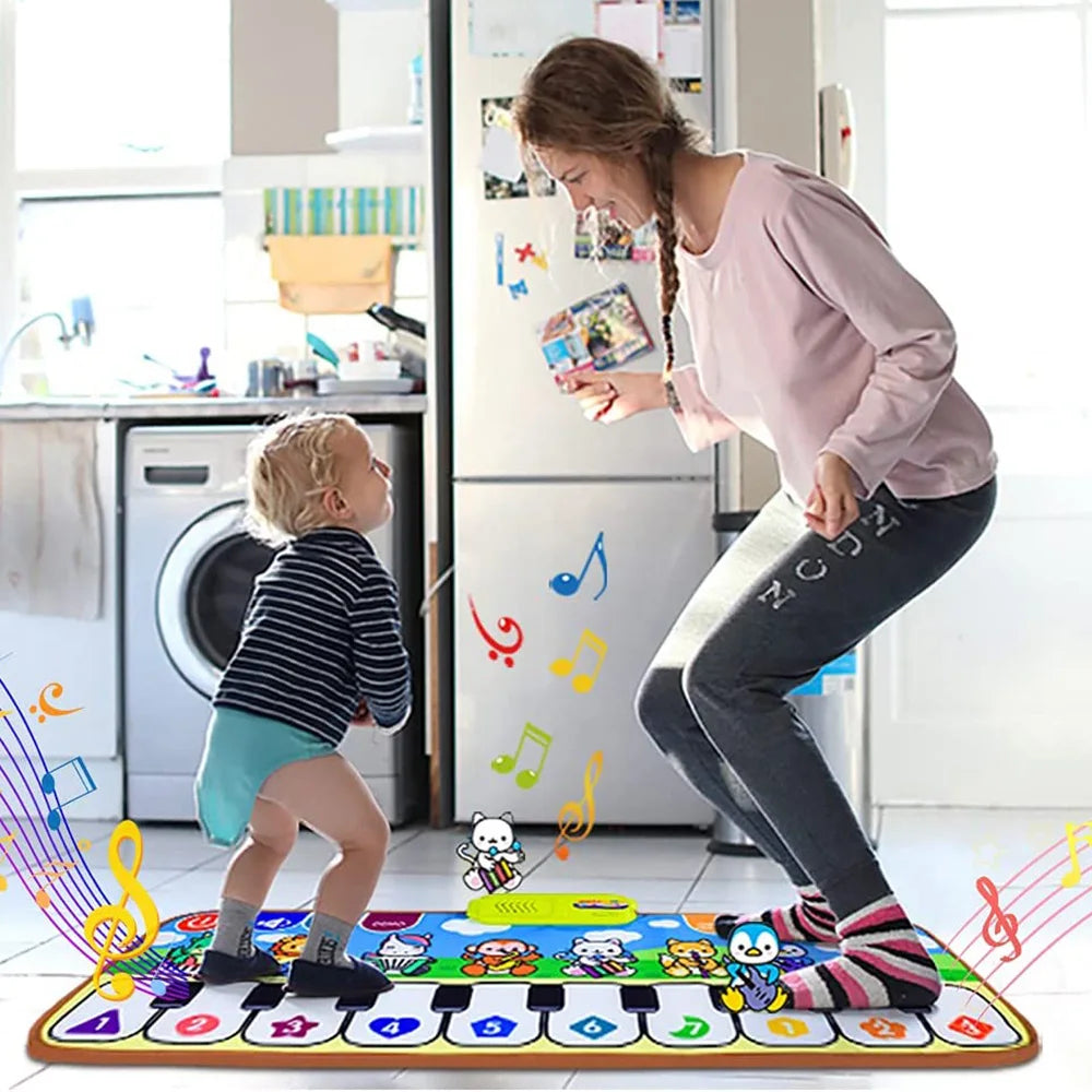 Piano Music Fitness Mat for Baby Girls and Boys Aged 1-6, Animal Keyboard Cognitive Music Early Educational Toy, Birthday Gift