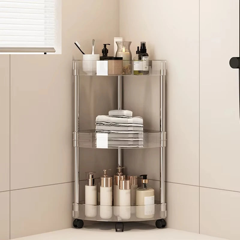 Shelf Trolley Bathroom Organiser Shelves Kitchen Home Large Capacity Storage Rack Acryl Cart Corner Cosmetic Organiser Supplies