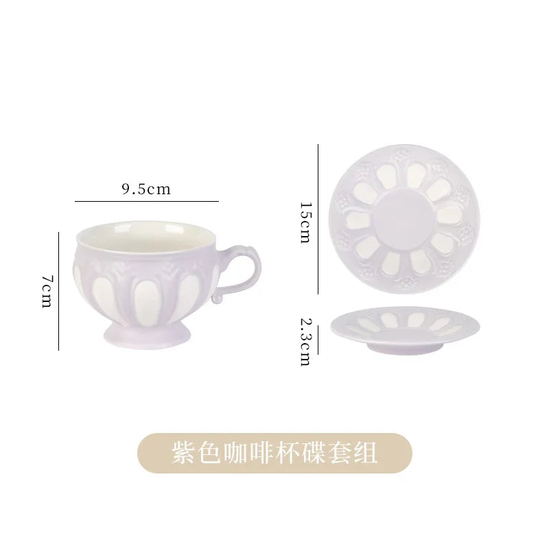 European Retro Coffee Cup & Saucer Set