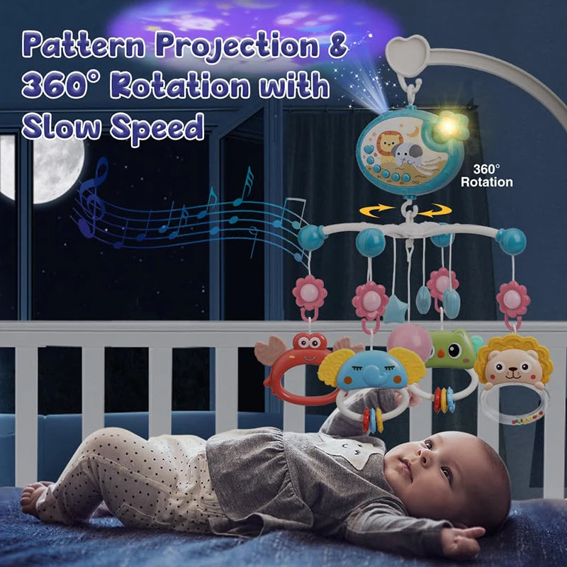 Musical Baby Crib Mobile – Light-Up Music Projection Toy with Remote Control for Infants 0–6 Months