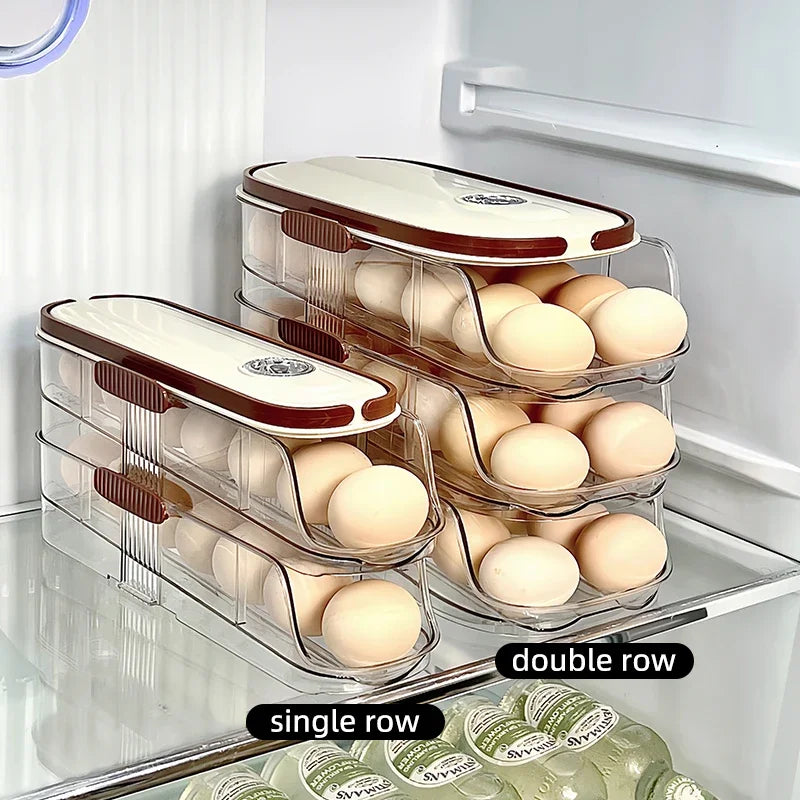 1 piece, Egg storage box, automatic rolling refrigerator egg rack storage, hand-held egg refrigerator side door storagerack